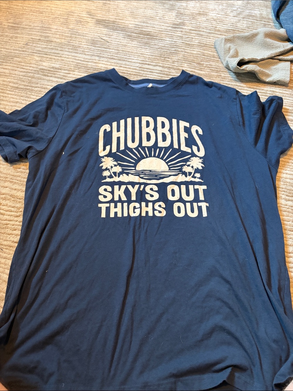 chubbies Navy Graphic Tee with White Sunset Logo